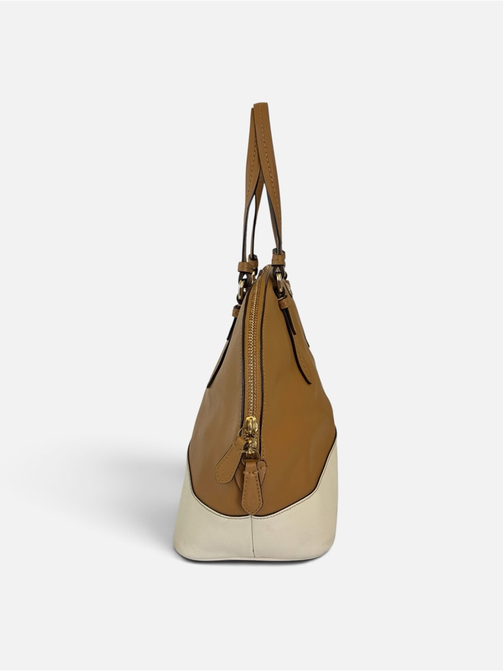 Coach Two-Tone Tan and Cream Dome Satchel - Picture 4 of 11